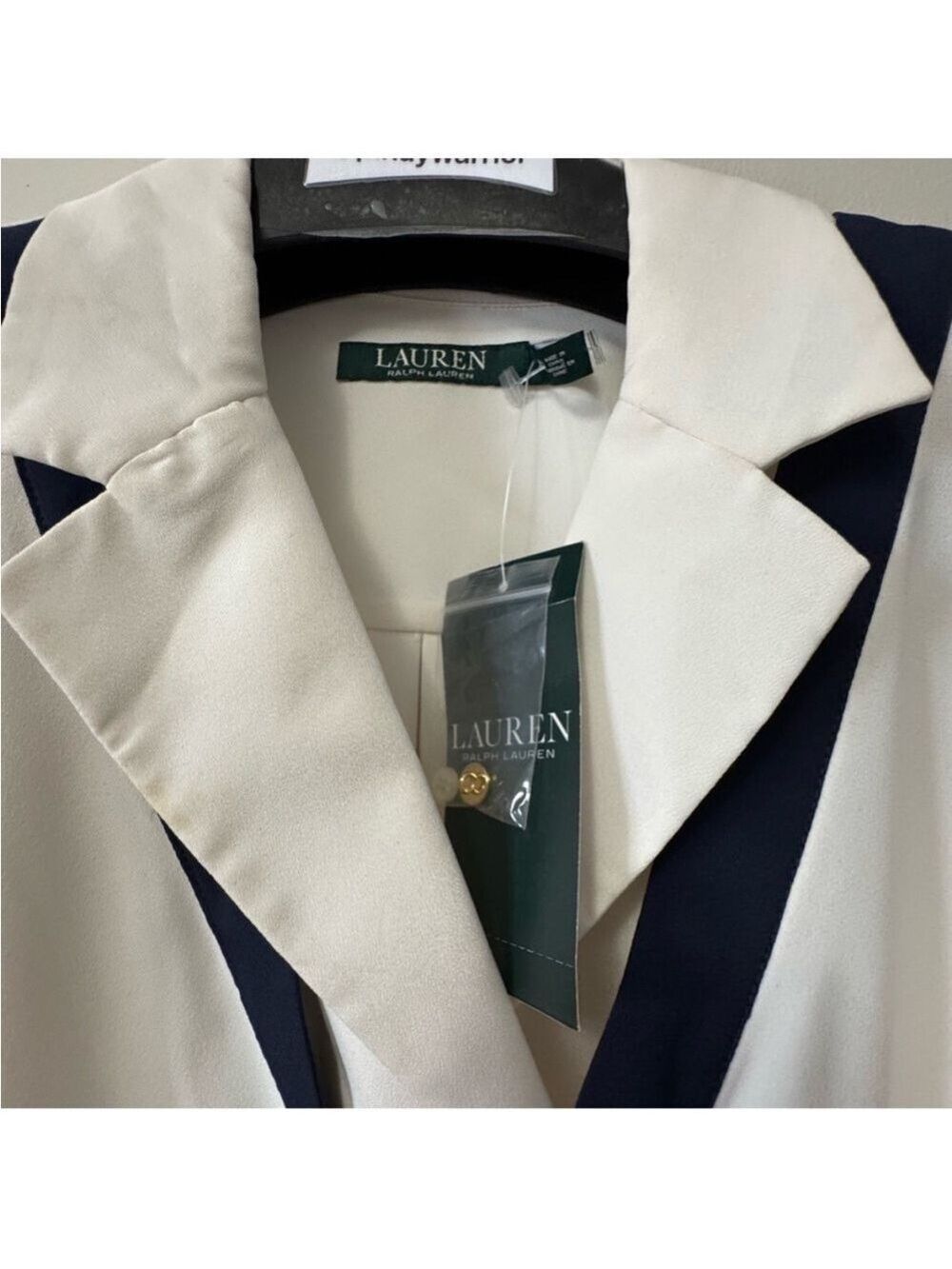 Lauren Ralph Lauren Cream Buttoned Blouse with Notched Collar - Picture 4 of 15